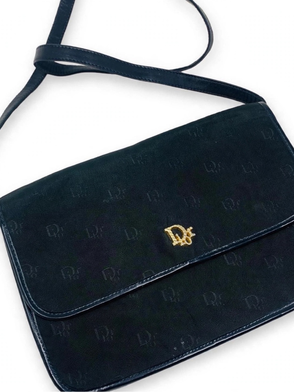 80’s DIOR Vintage Monogram Trotter Shoulder Bag w Leather interior,trio & Strap